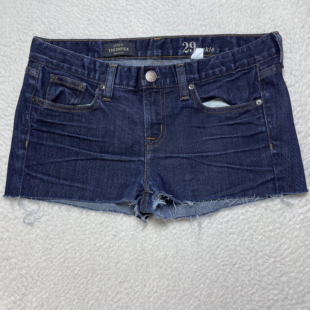 J. Crew Womens Size 29 Blue Jeans Shorts Raw Hem 31x1 Low Rise Denim Shorts